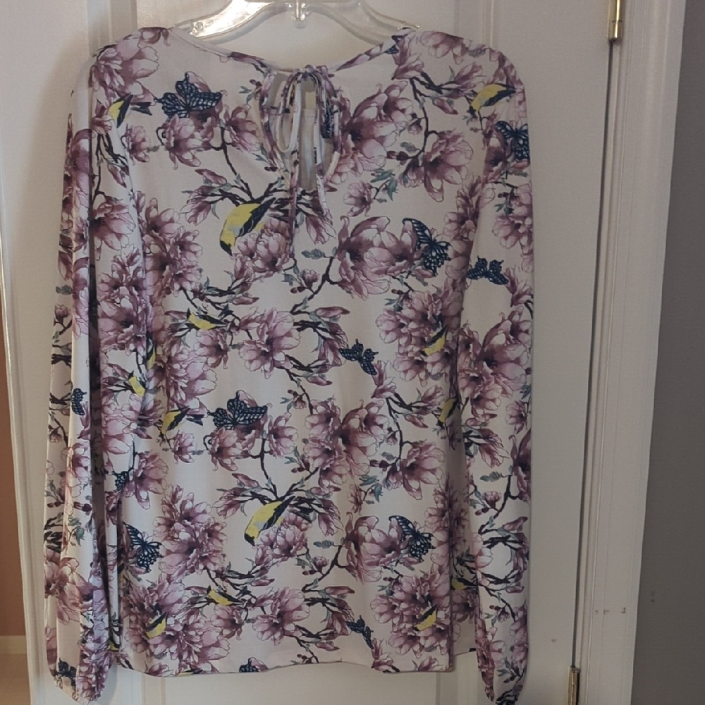 H&M Purple Floral Long Sleeve Blouse